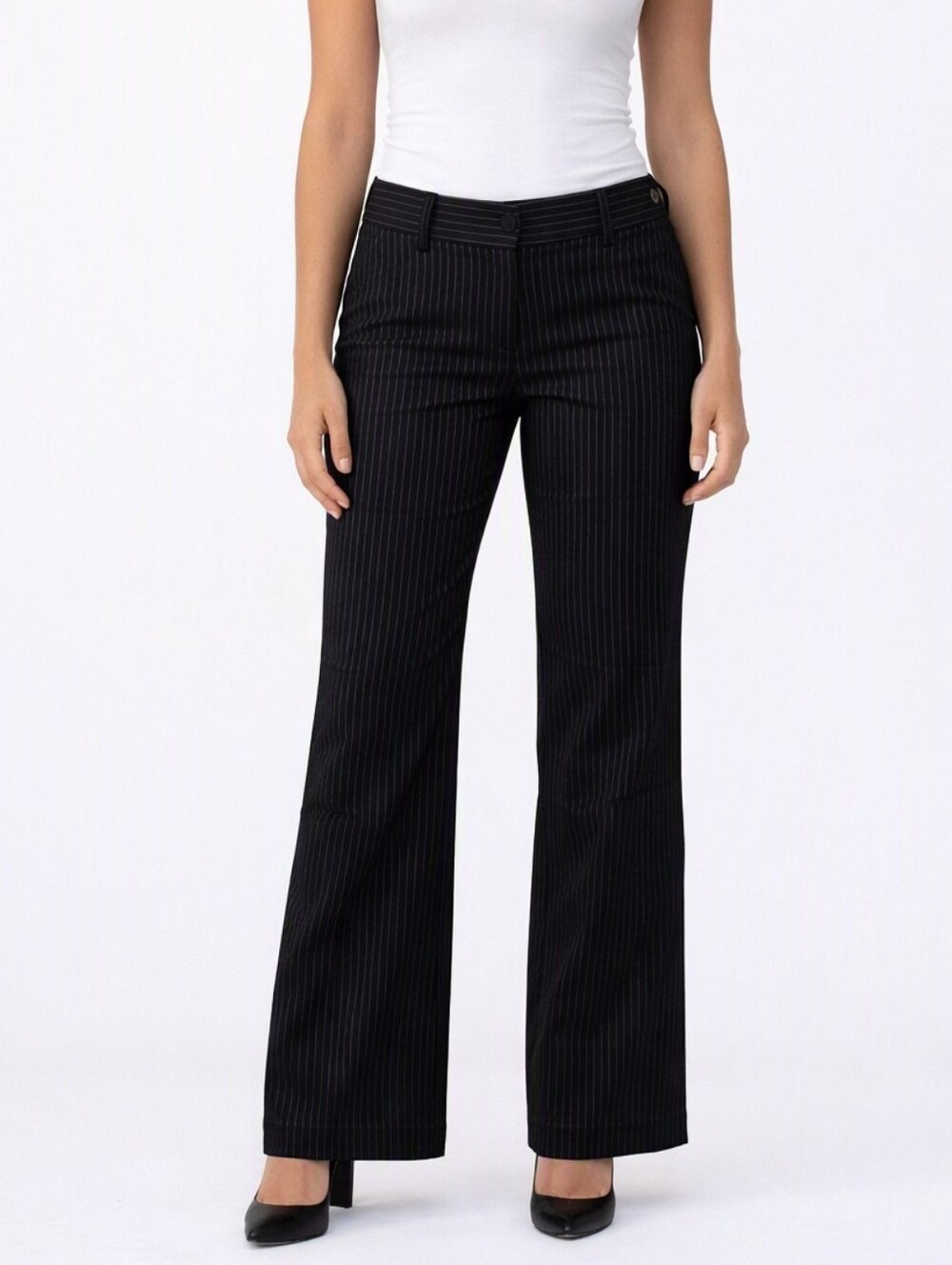 Express Black Pinstripe Dress Trousers - Women's